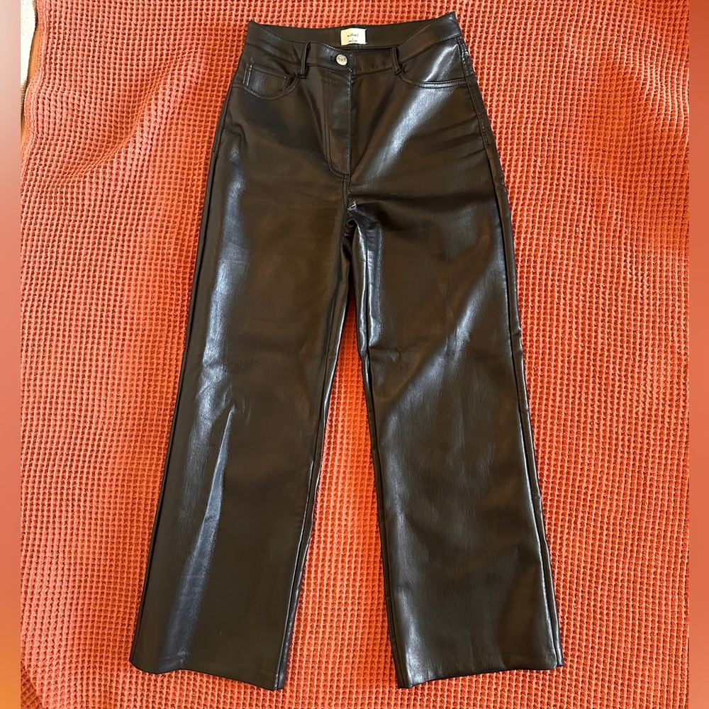 Aritzia Wilfred High Waisted Leather Pants